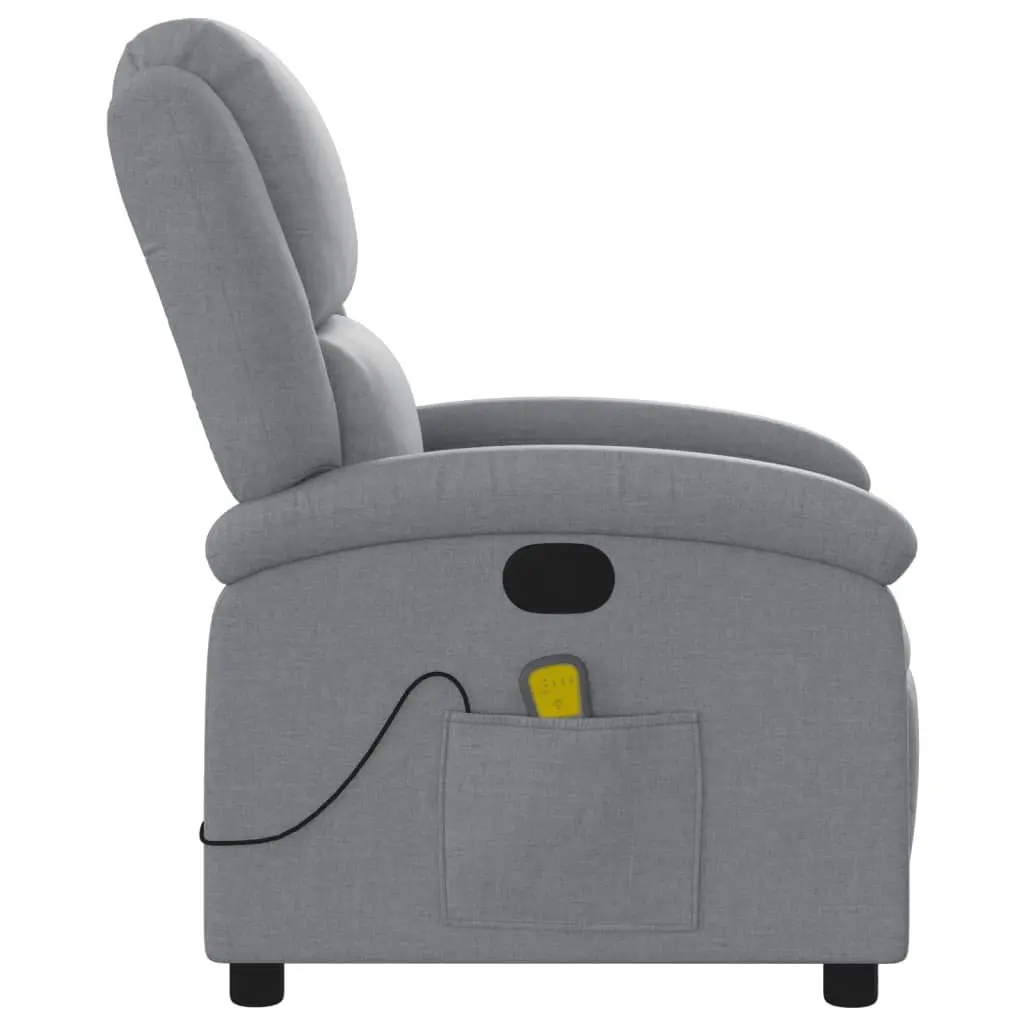 Massage Recliner Chair Manual Reclining Light Grey Fabric 6 Vibration Points