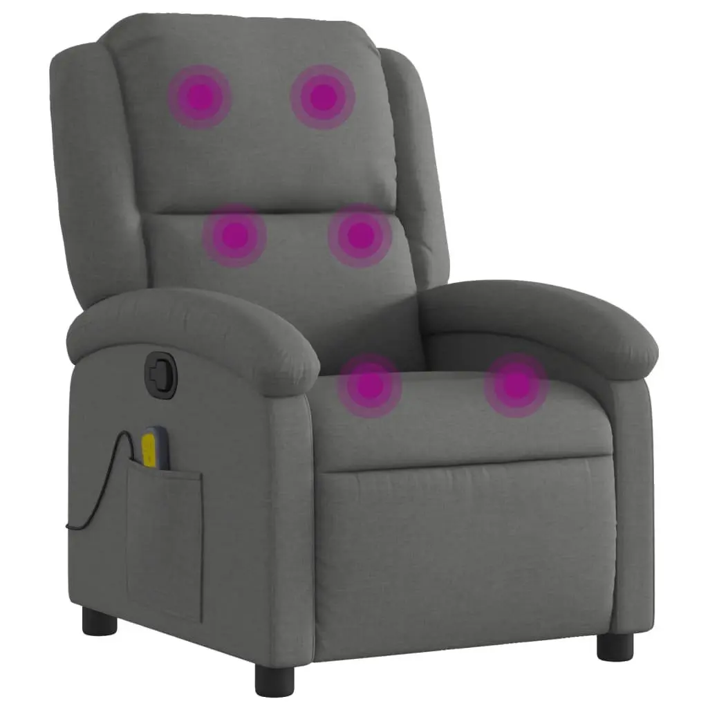 Massage Recliner Chair Manual Recline 6 Vibration Points Grey Fabric