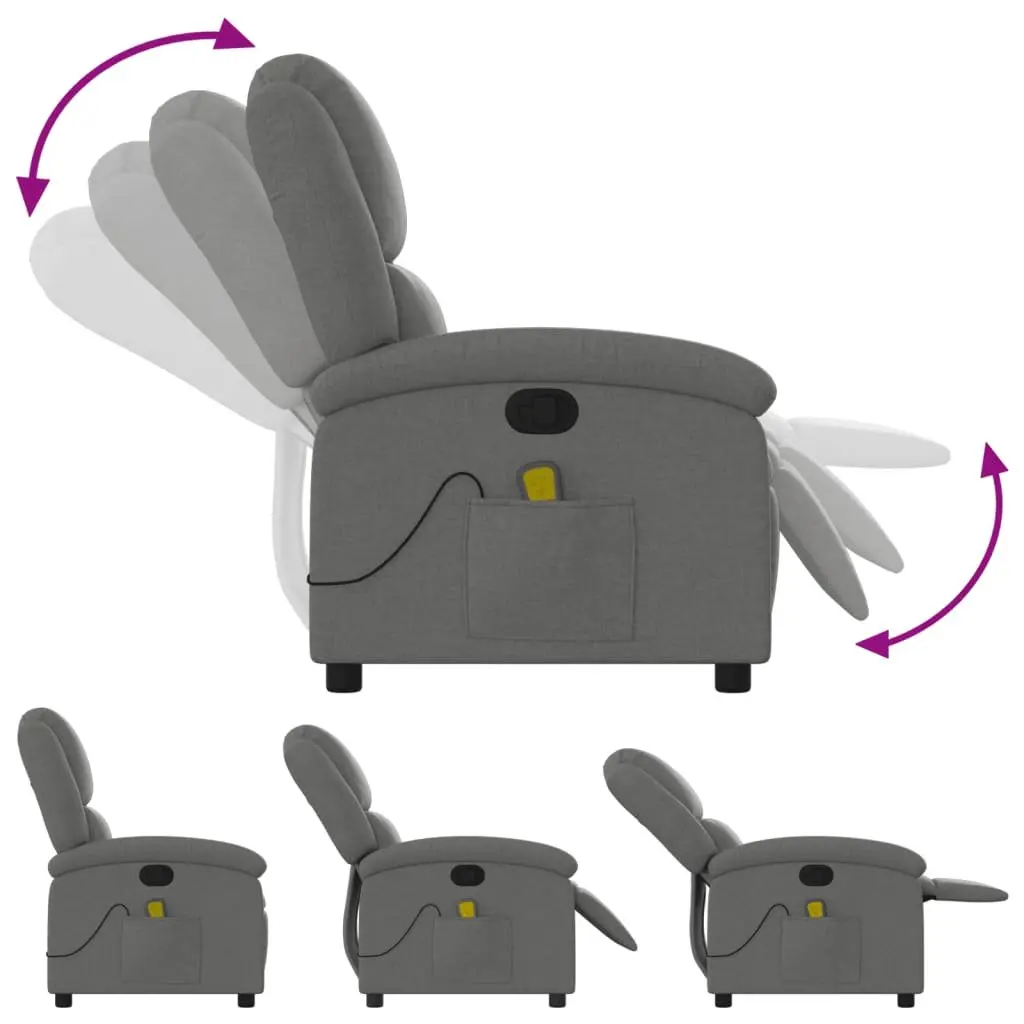 Massage Recliner Chair Manual Recline 6 Vibration Points Grey Fabric
