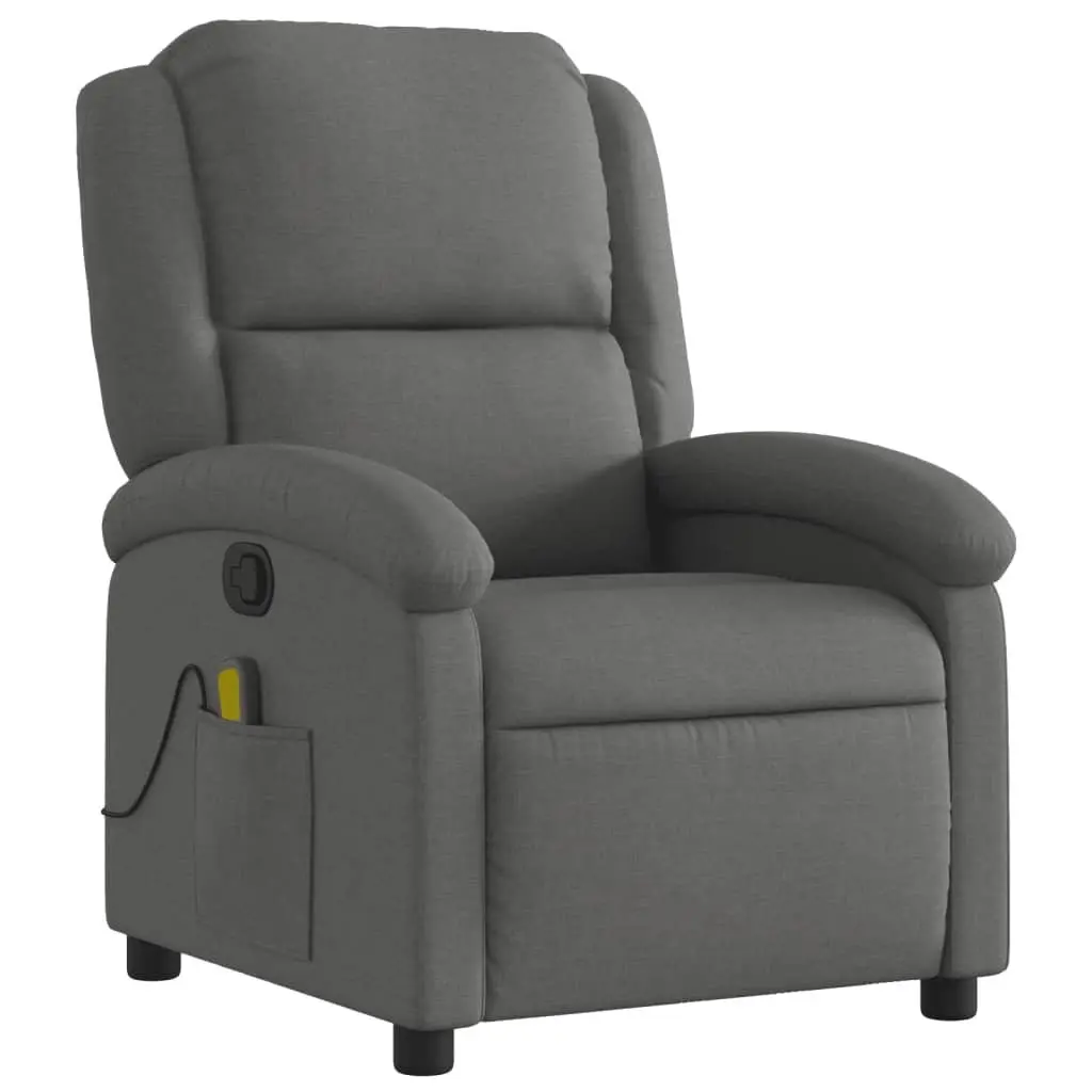 Massage Recliner Chair Manual Recline 6 Vibration Points Grey Fabric