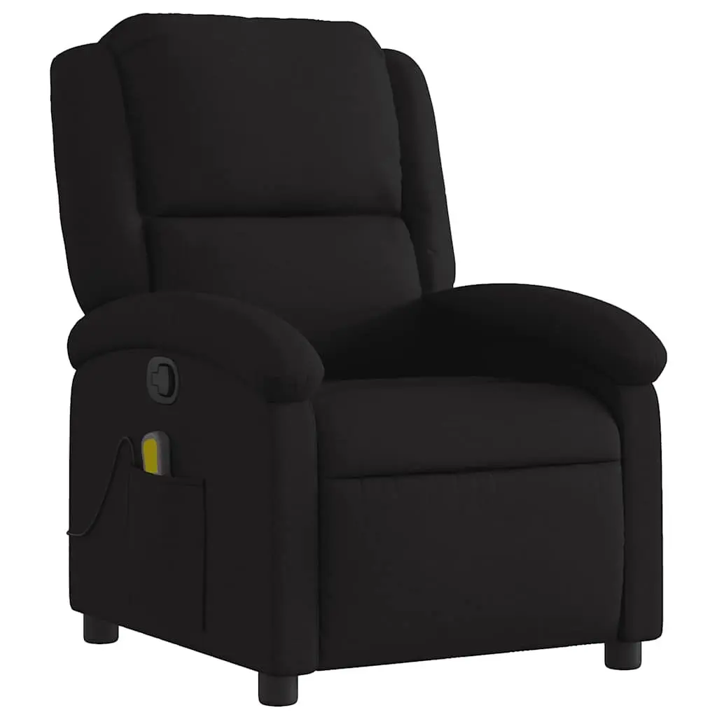Recliner Chair Manual Massage Black Fabric 6 Vibration Points Adjustable Backrest
