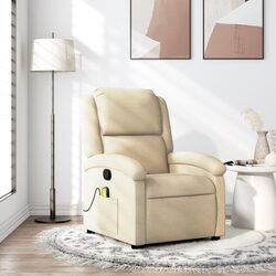 Cream Fabric Massage Recliner Chair with Comfort in Mind