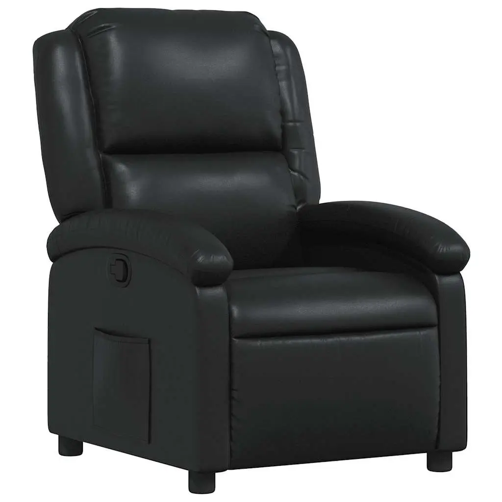 Recliner Chair Manual Reclining Black Faux Leather Lounge Seat