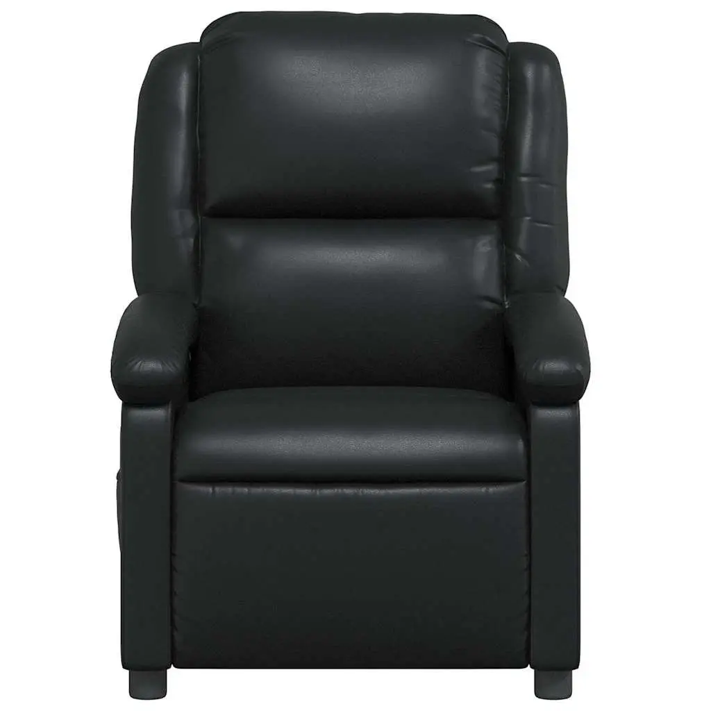 Recliner Chair Manual Reclining Black Faux Leather Lounge Seat