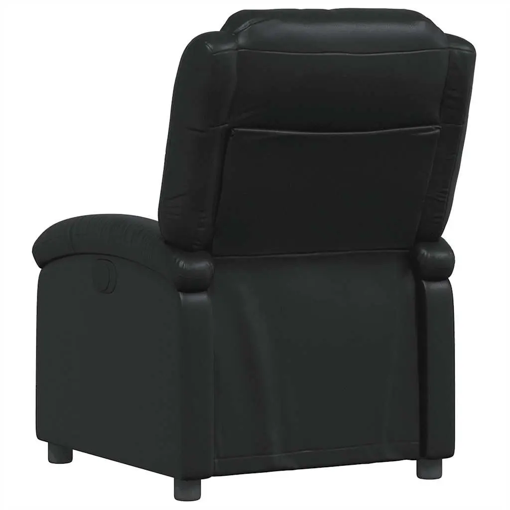 Recliner Chair Manual Reclining Black Faux Leather Lounge Seat