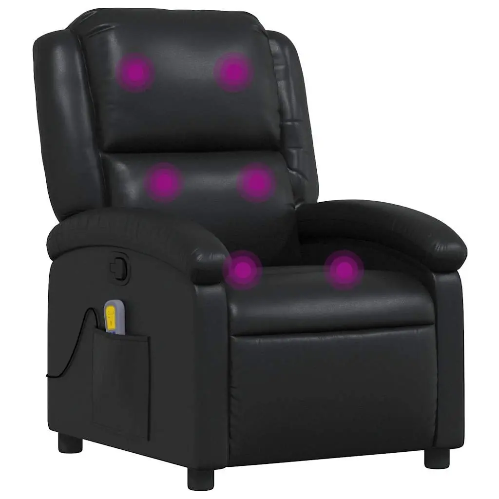 Massage Recliner Chair Manual Reclining Vibration Black Faux Leather