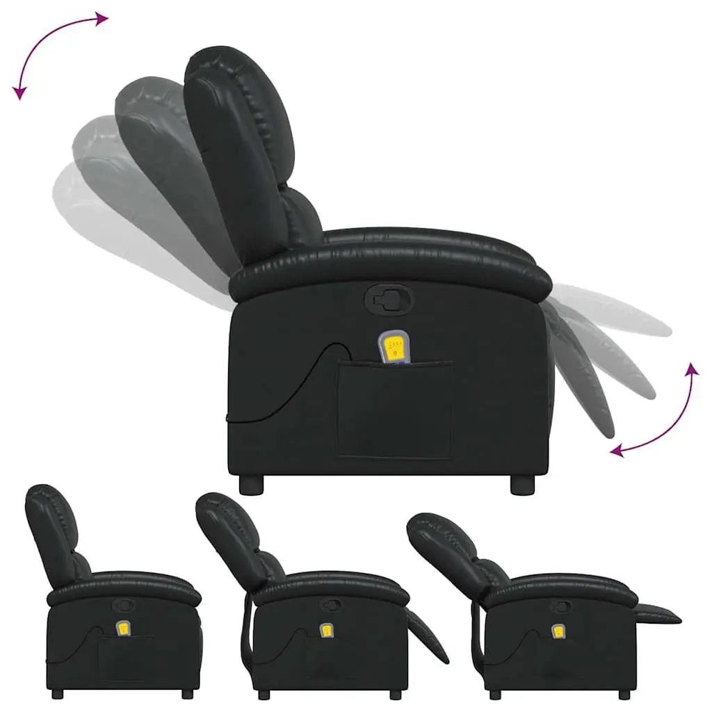Massage Recliner Chair Manual Reclining Vibration Black Faux Leather