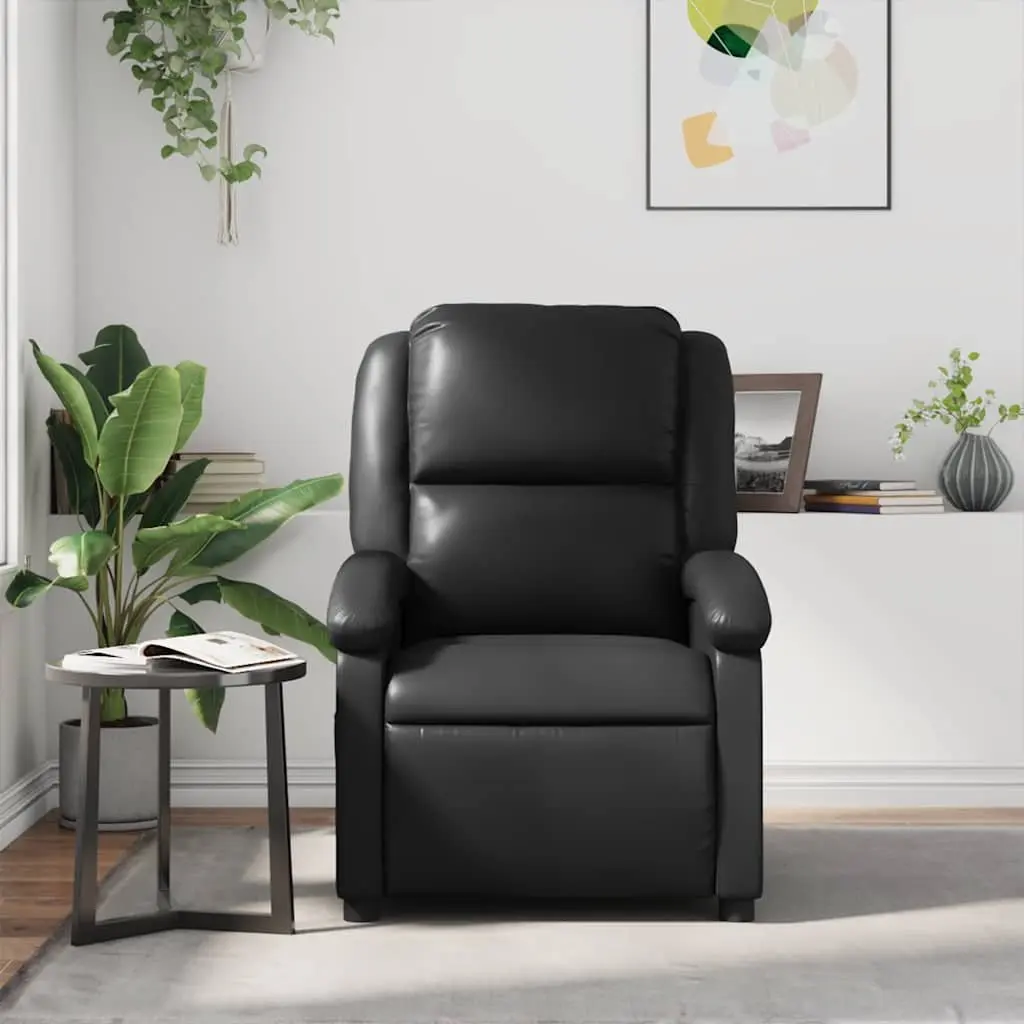 Massage Recliner Chair Manual Reclining Vibration Black Faux Leather