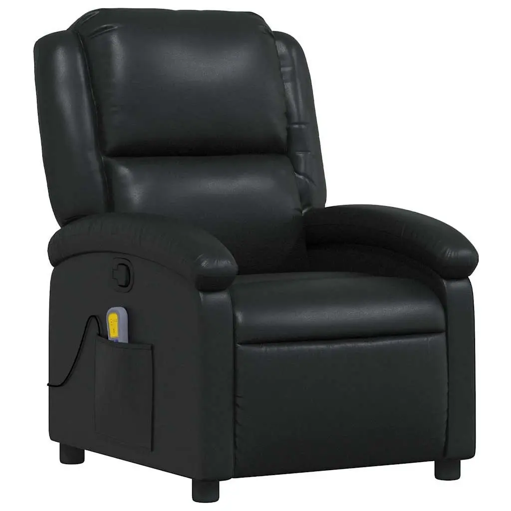 Massage Recliner Chair Manual Reclining Vibration Black Faux Leather