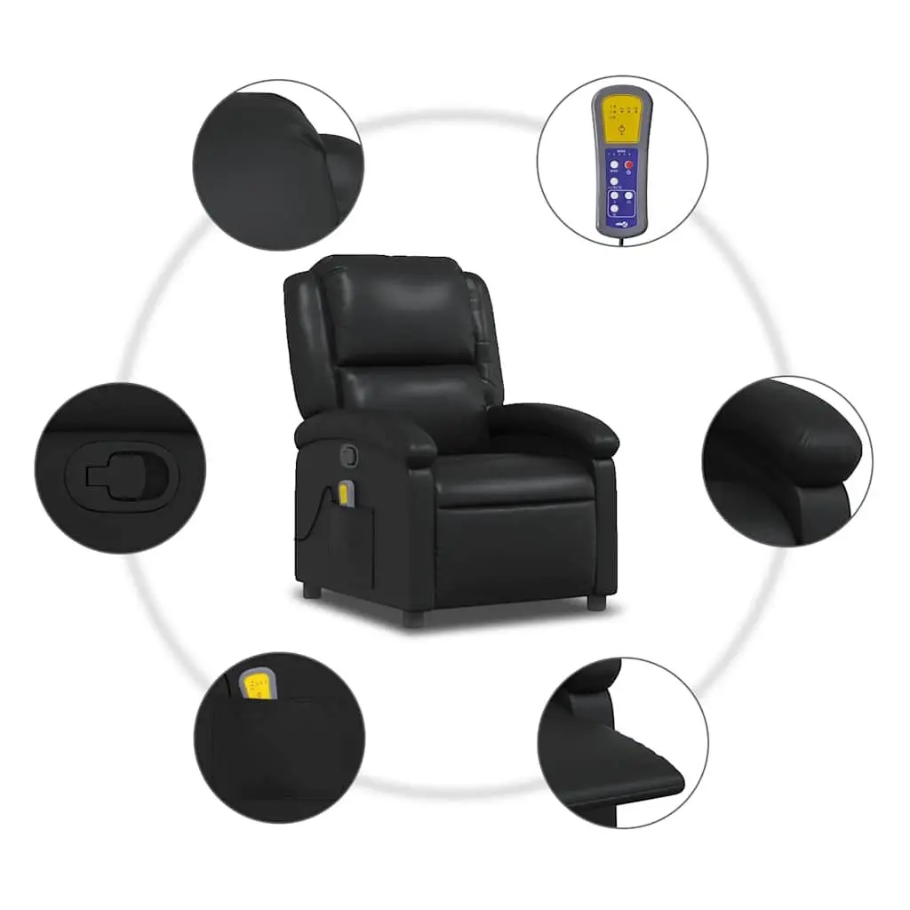 Massage Recliner Chair Manual Reclining Vibration Black Faux Leather