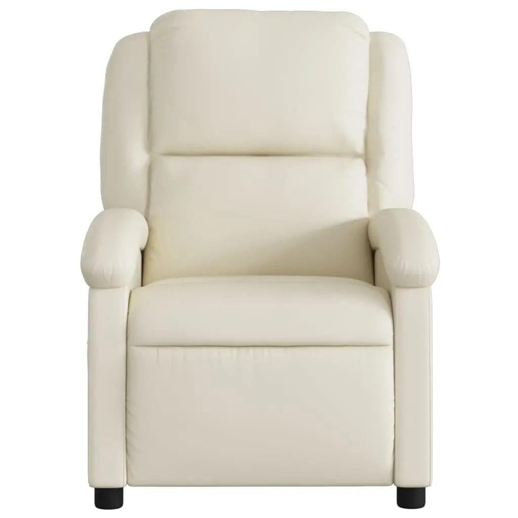 Massage Recliner Chair Cream Faux Leather Manual Recline Armchair with Vibration