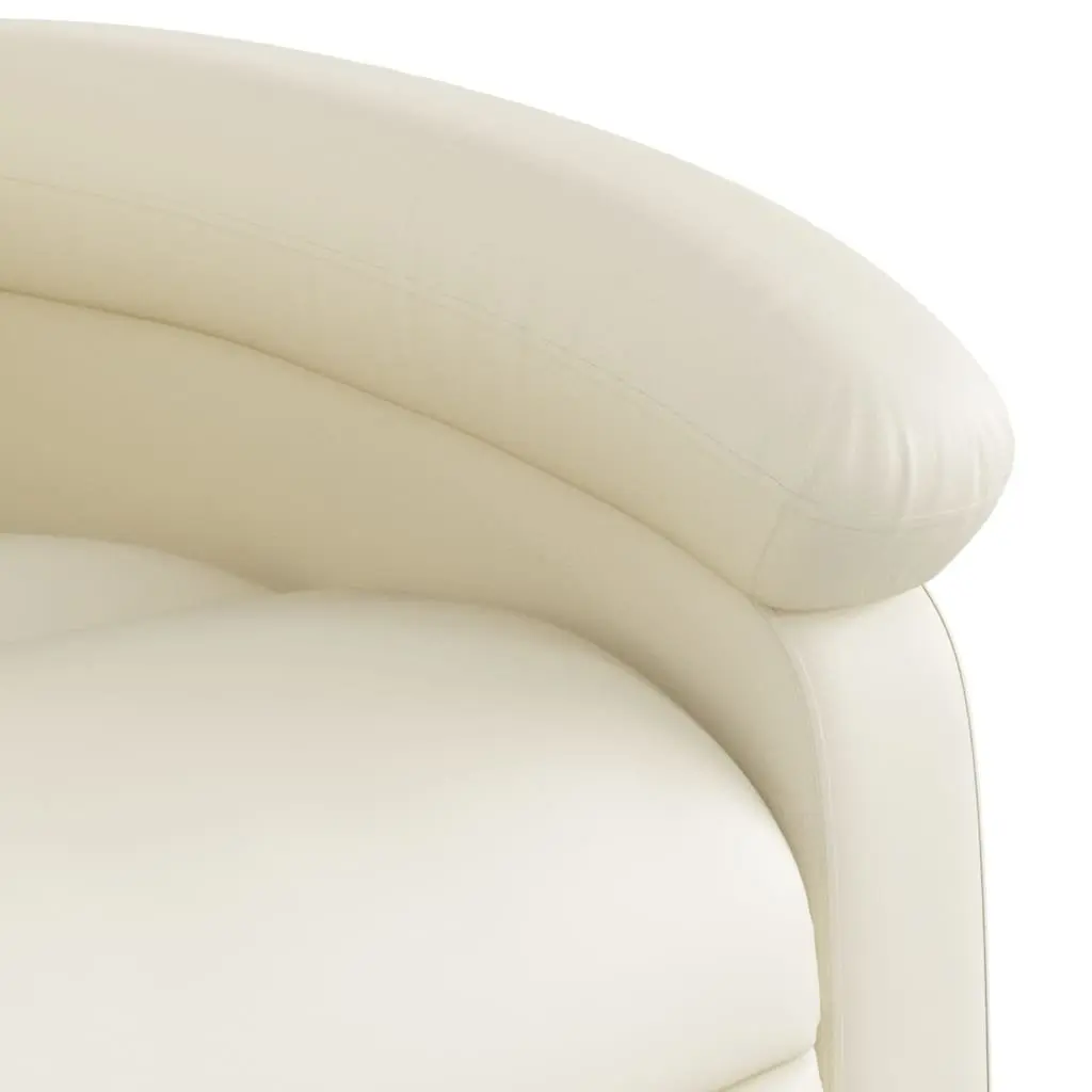 Massage Recliner Chair Cream Faux Leather Manual Recline Armchair with Vibration