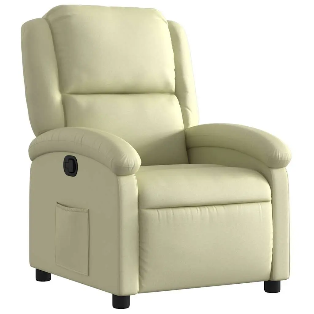 Recliner Armchair Manual Reclining Function Cream Real Leather Comfortable