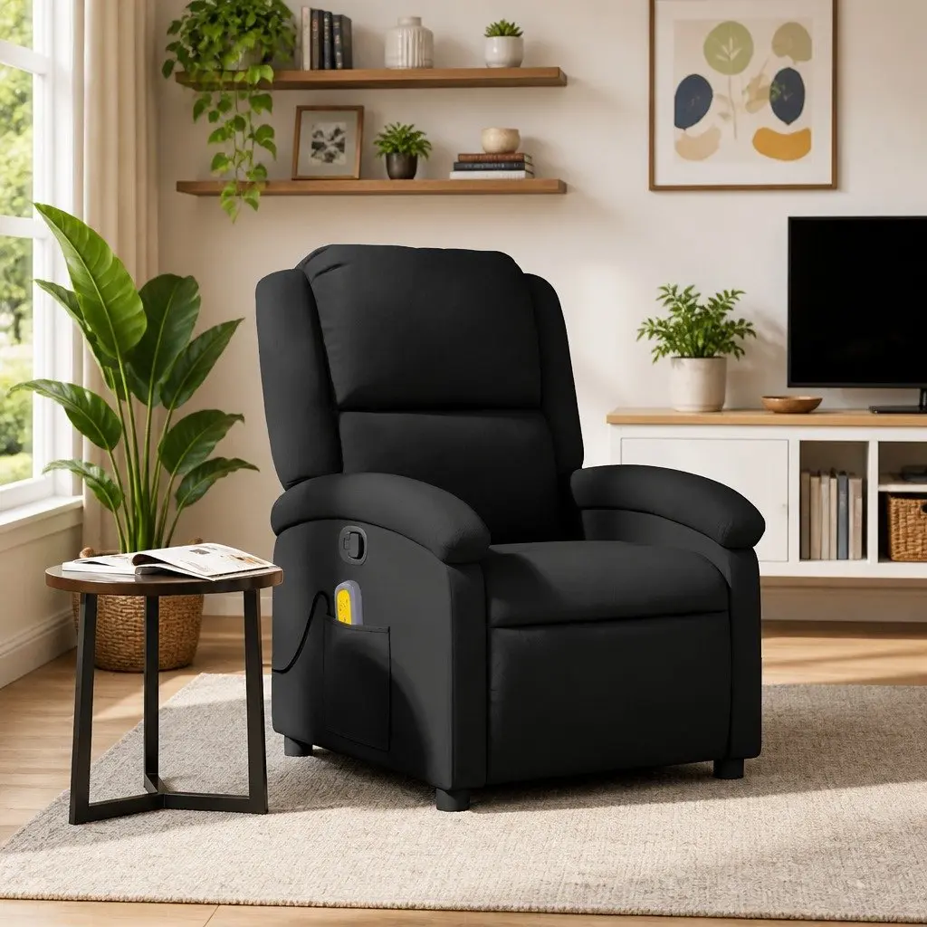 Massage Recliner Chair Manual Recline Vibration 6 Point Black