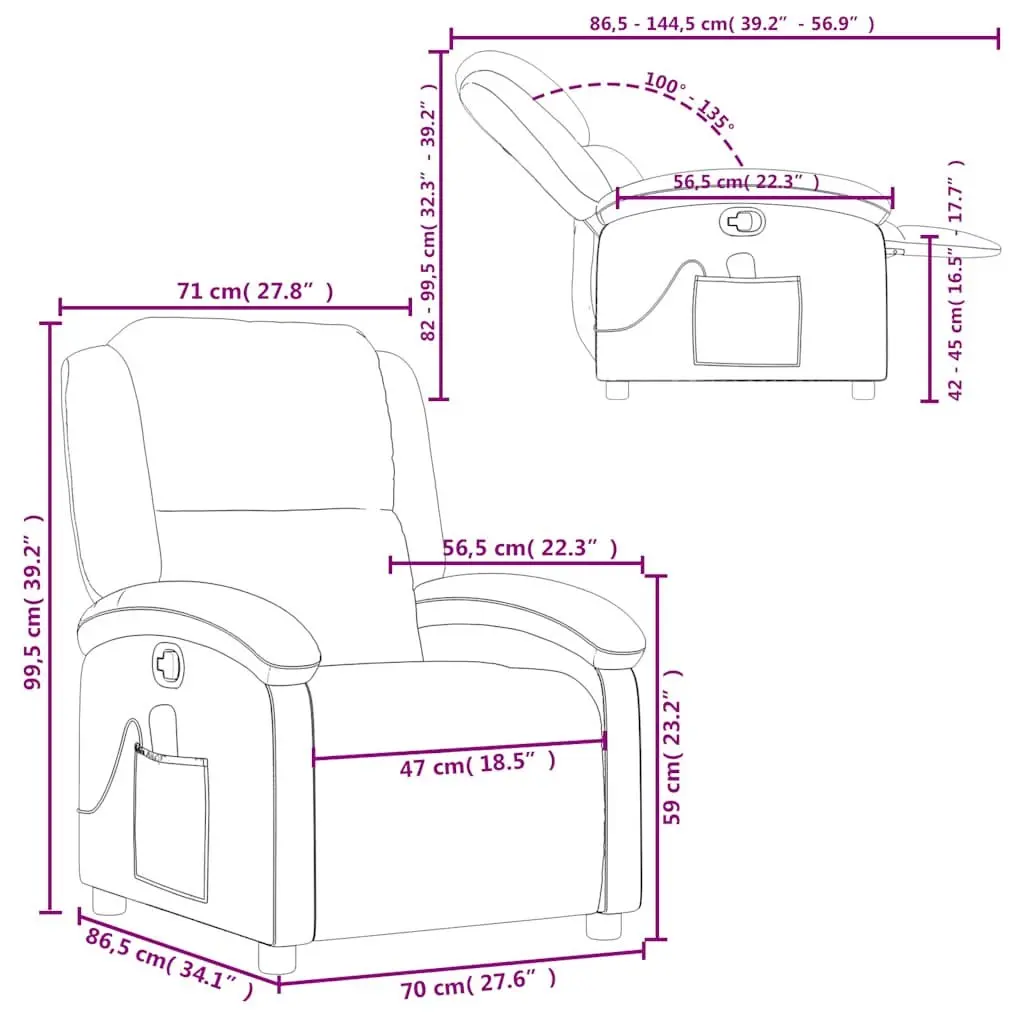 Massage Recliner Chair Manual Recline Vibration 6 Point Black