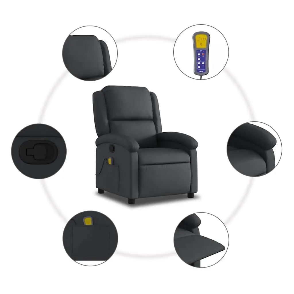 Massage Recliner Chair Manual Recline Vibration 6 Point Black