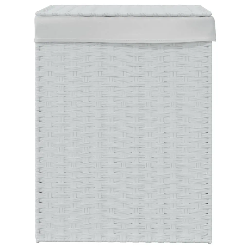 Laundry Basket with Lid Storage Hamper 46 x 33 x 60 cm White Poly Rattan Foldable