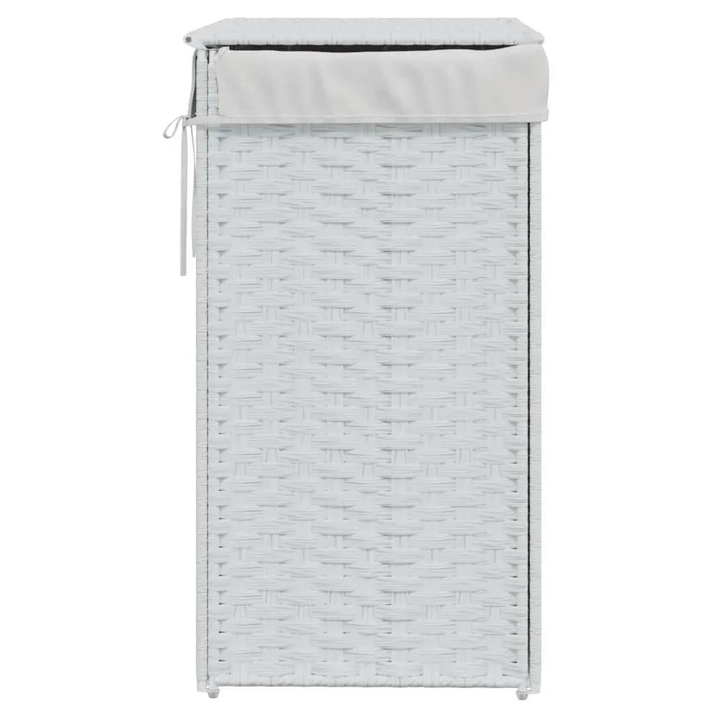 Laundry Basket with Lid Storage Hamper 46 x 33 x 60 cm White Poly Rattan Foldable