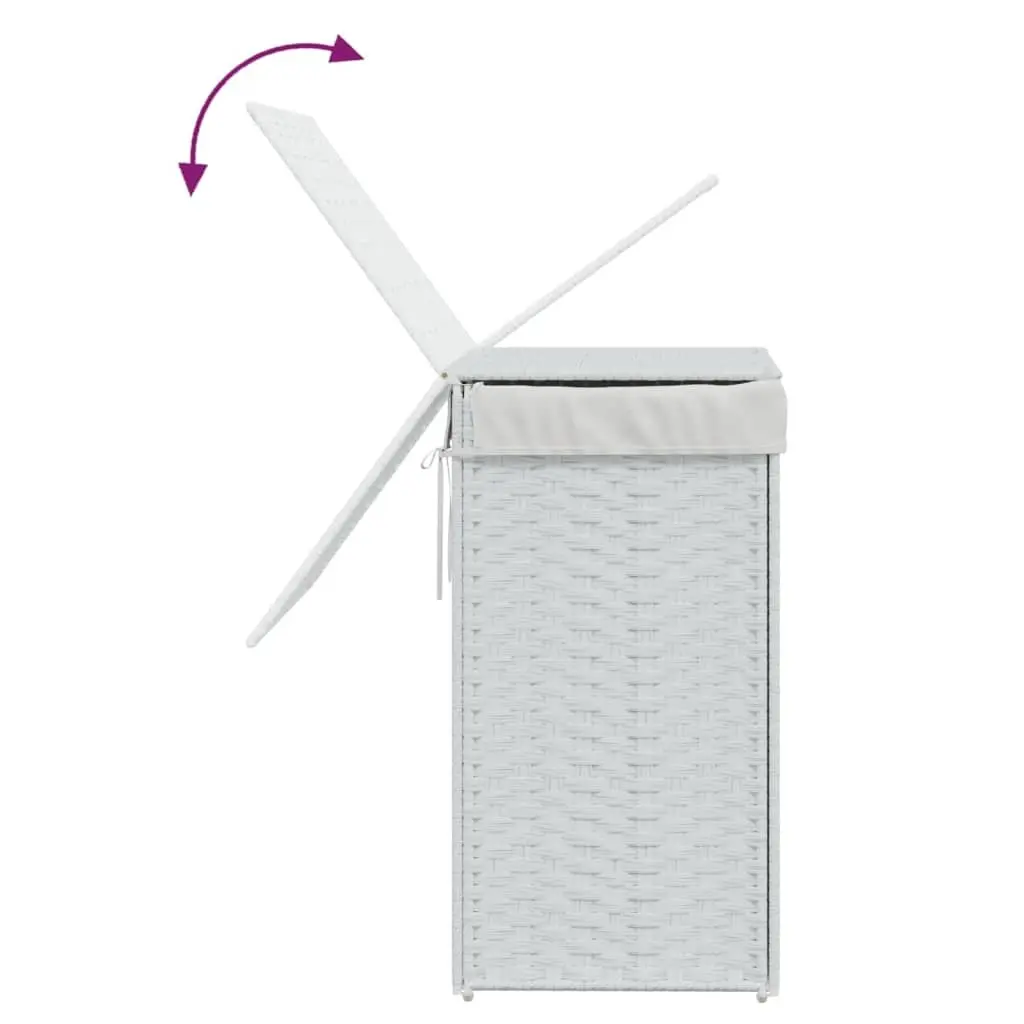 Laundry Basket with Lid Storage Hamper 46 x 33 x 60 cm White Poly Rattan Foldable
