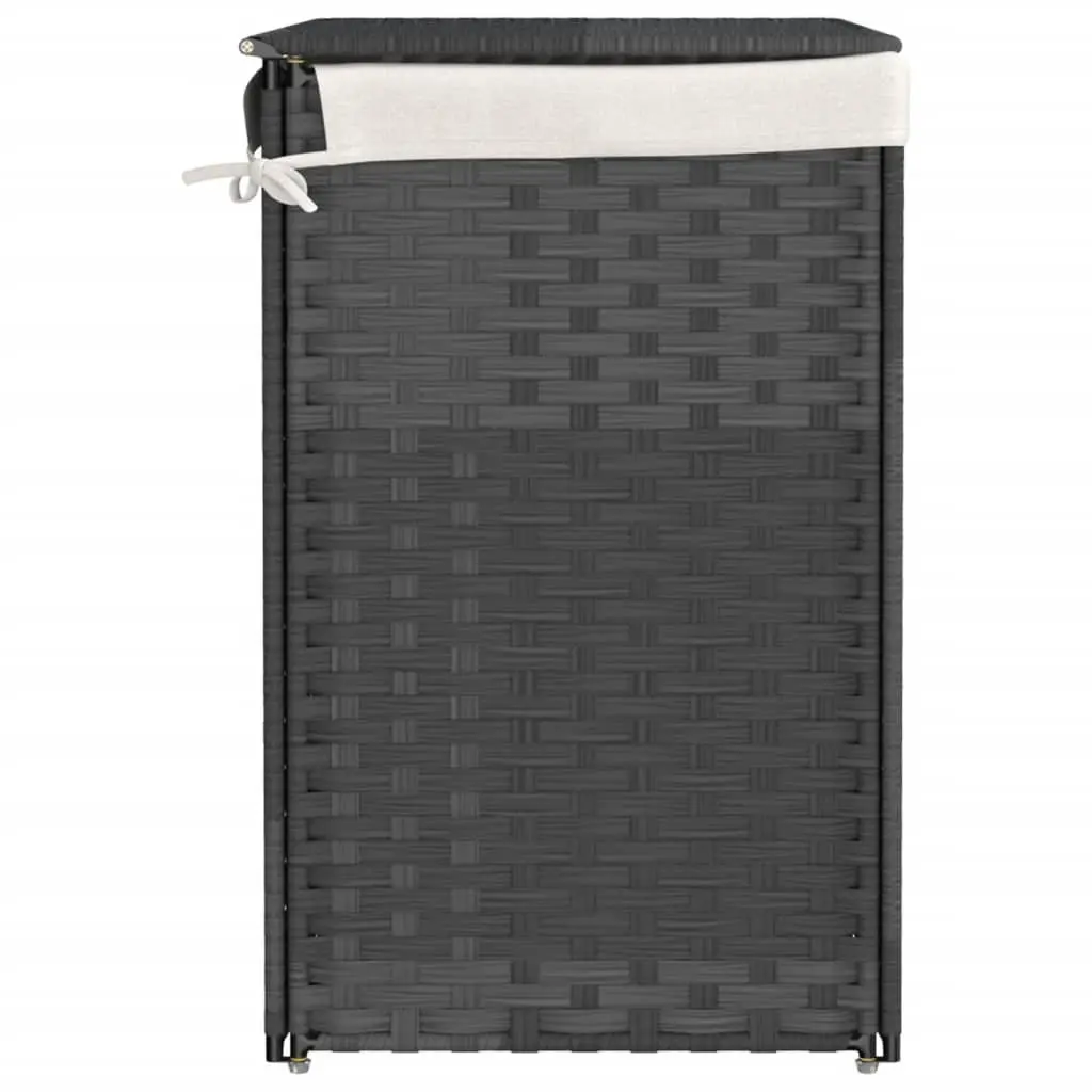 Laundry Basket 2 Sections 53x35x57 cm Grey Poly Rattan Storage Bin with Lid