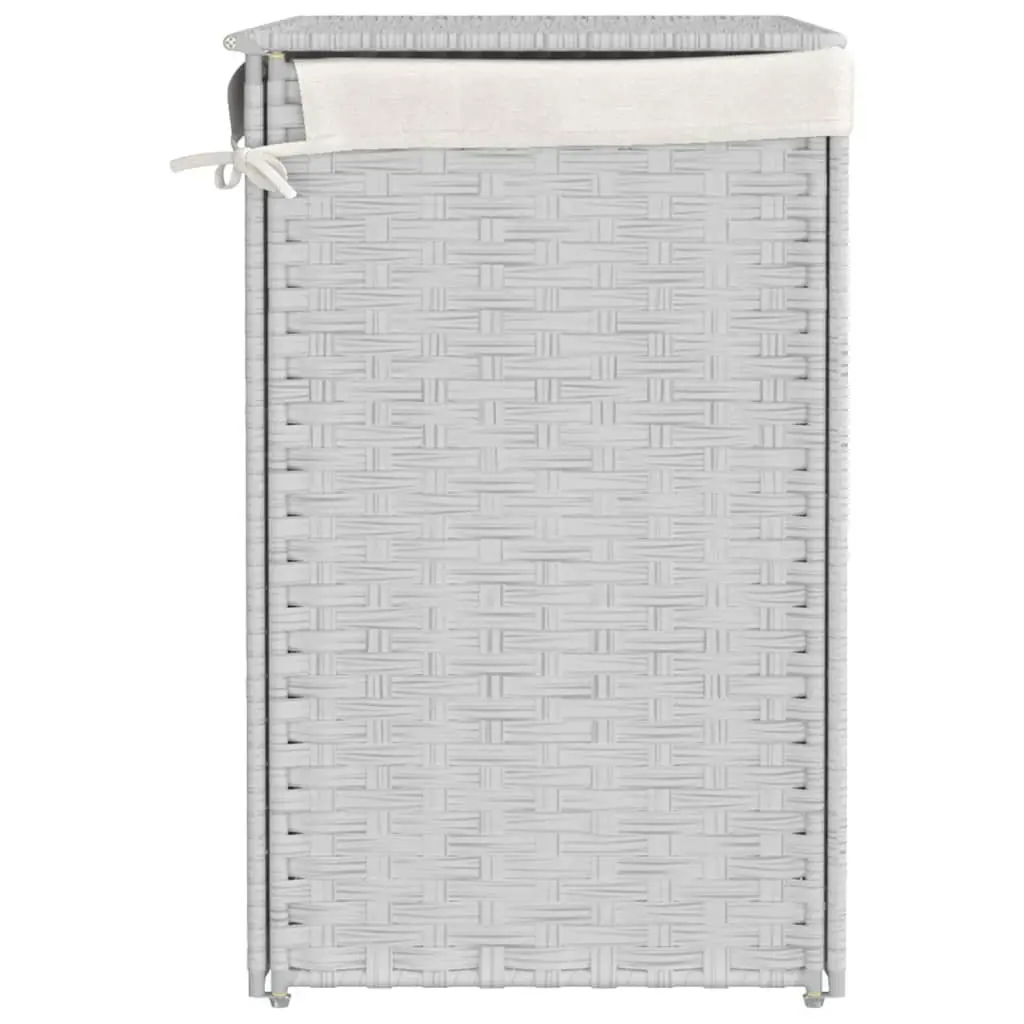 Laundry Basket 2 Sections 53x35x57cm White Poly Rattan Foldable Hamper