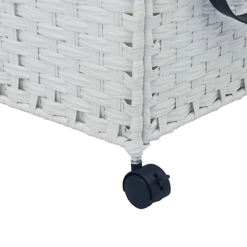 Rattan Laundry Basket with Wheels 60x35x60.5cm White 3 Compartments