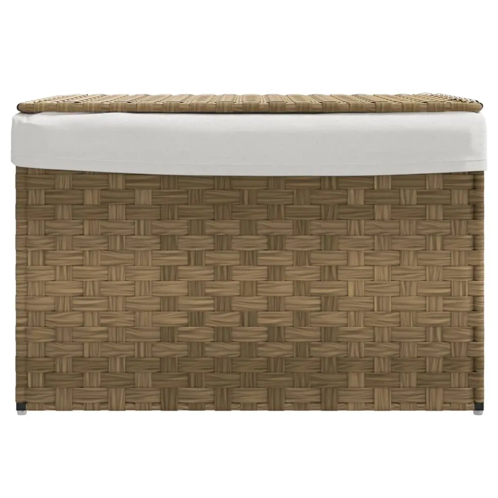 Laundry Basket with Lid Brown Poly Rattan Foldable Storage Bin Household