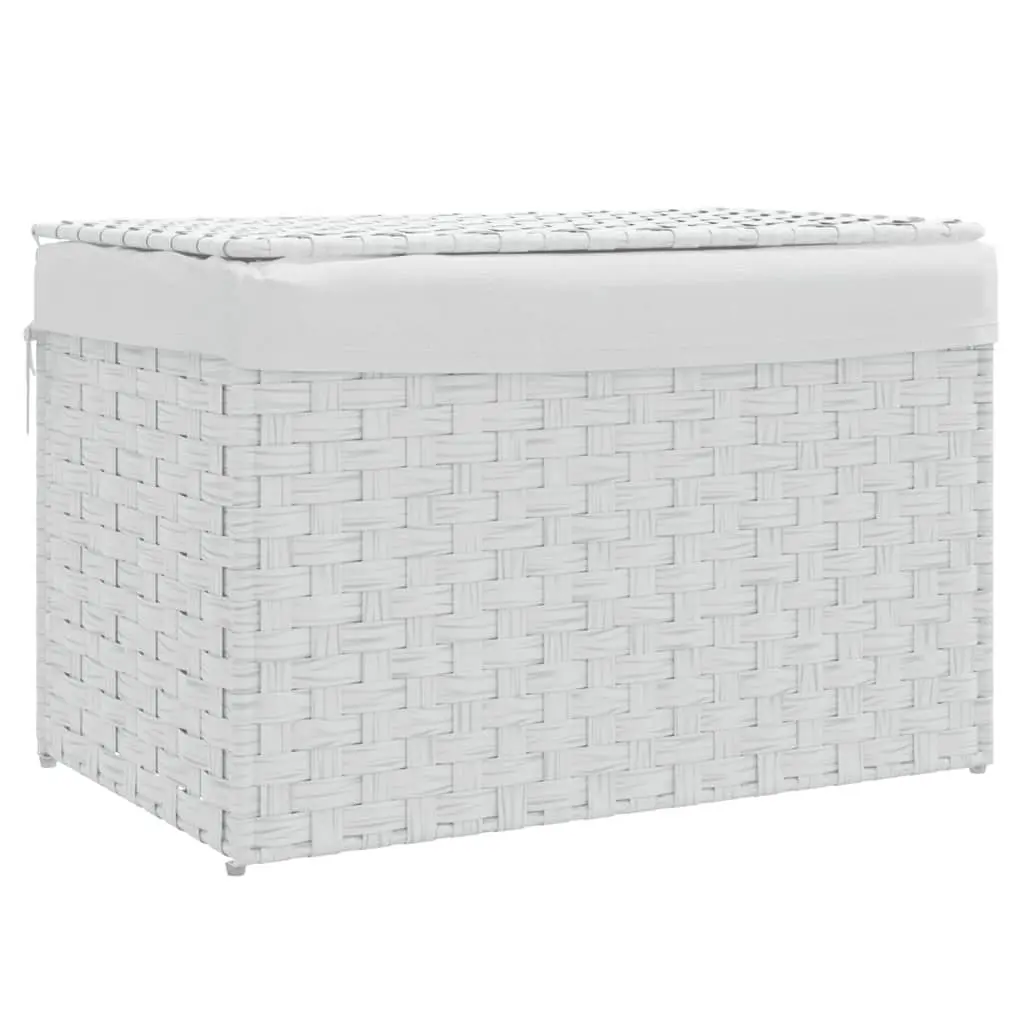 Laundry Basket with Lid Organizing Storage 55.5x35x34cm White Poly Rattan