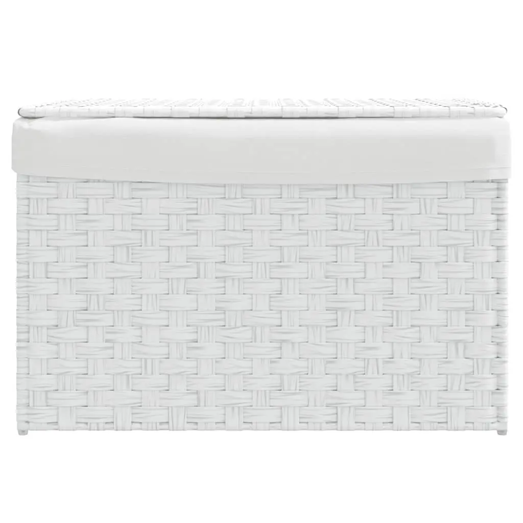 Laundry Basket with Lid Organizing Storage 55.5x35x34cm White Poly Rattan