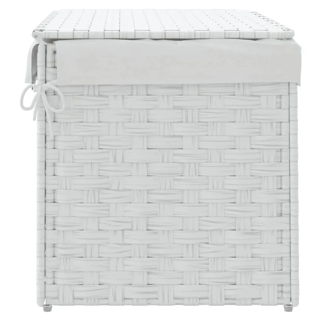 Laundry Basket with Lid Organizing Storage 55.5x35x34cm White Poly Rattan