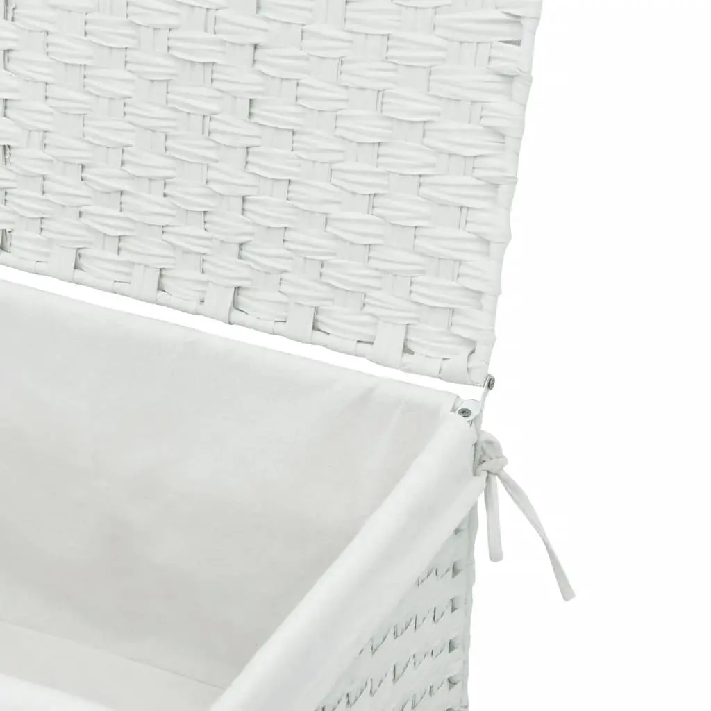 Laundry Basket with Lid Organizing Storage 55.5x35x34cm White Poly Rattan