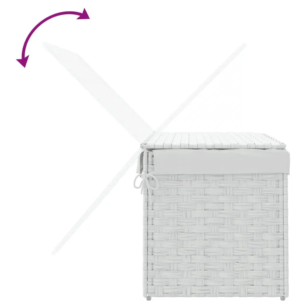 Laundry Basket with Lid Organizing Storage 55.5x35x34cm White Poly Rattan