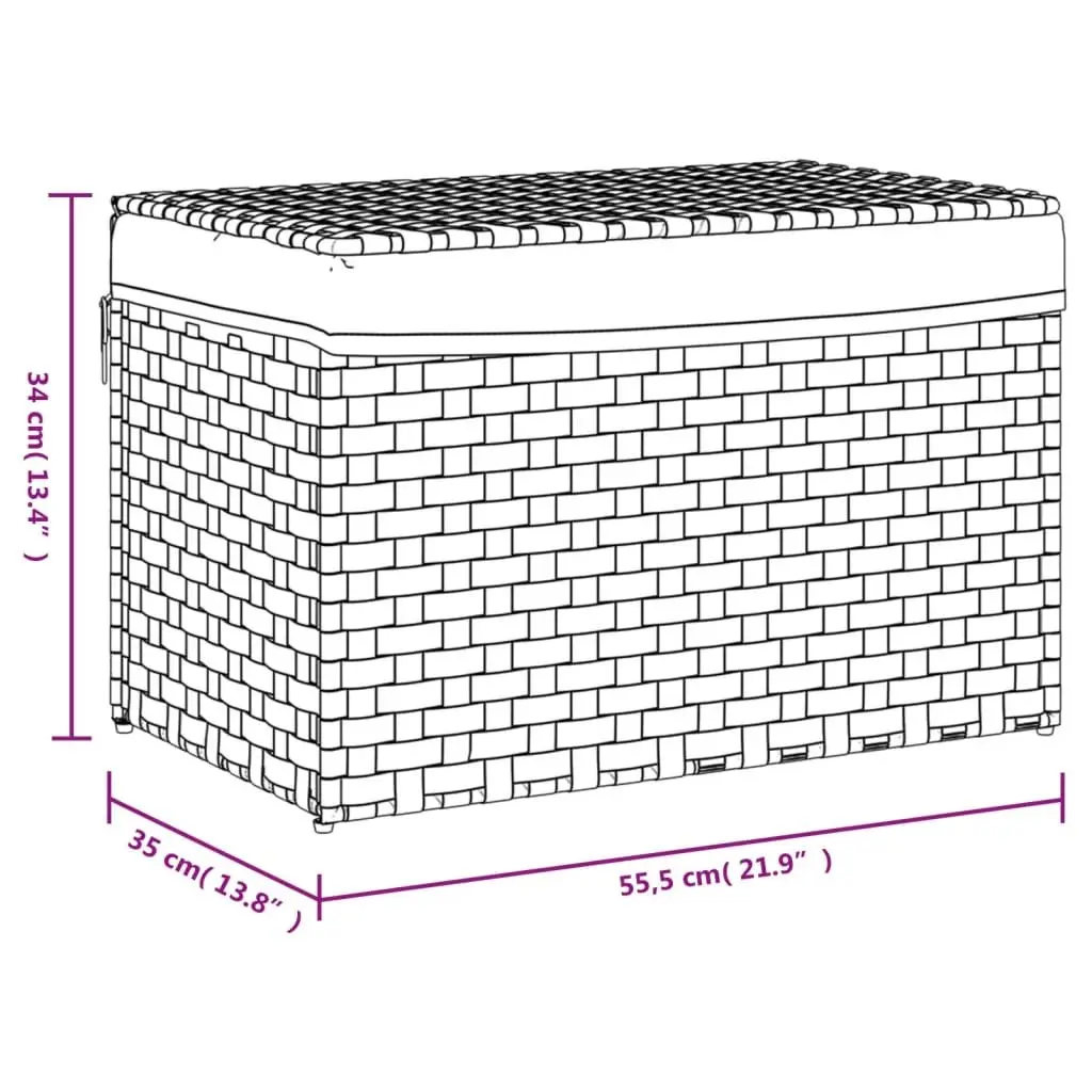 Laundry Basket with Lid Organizing Storage 55.5x35x34cm White Poly Rattan