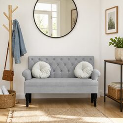 Comfortable Grey Padded Bench with Stylish Backrest