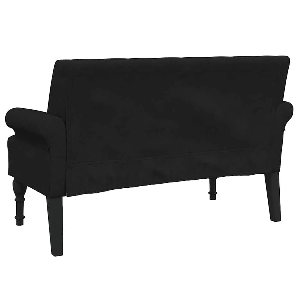 Black Fabric Bench with Tufted Backrest