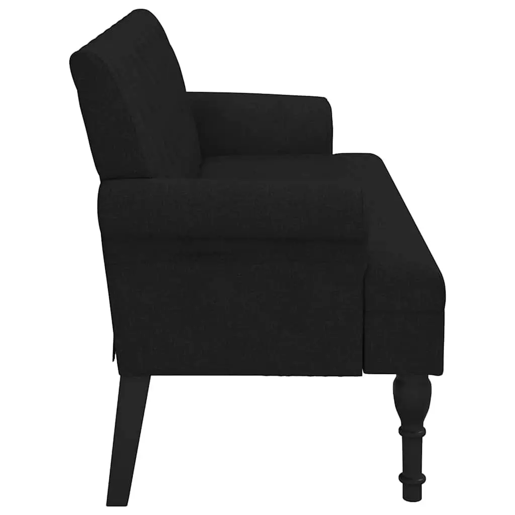 Black Fabric Bench with Tufted Backrest