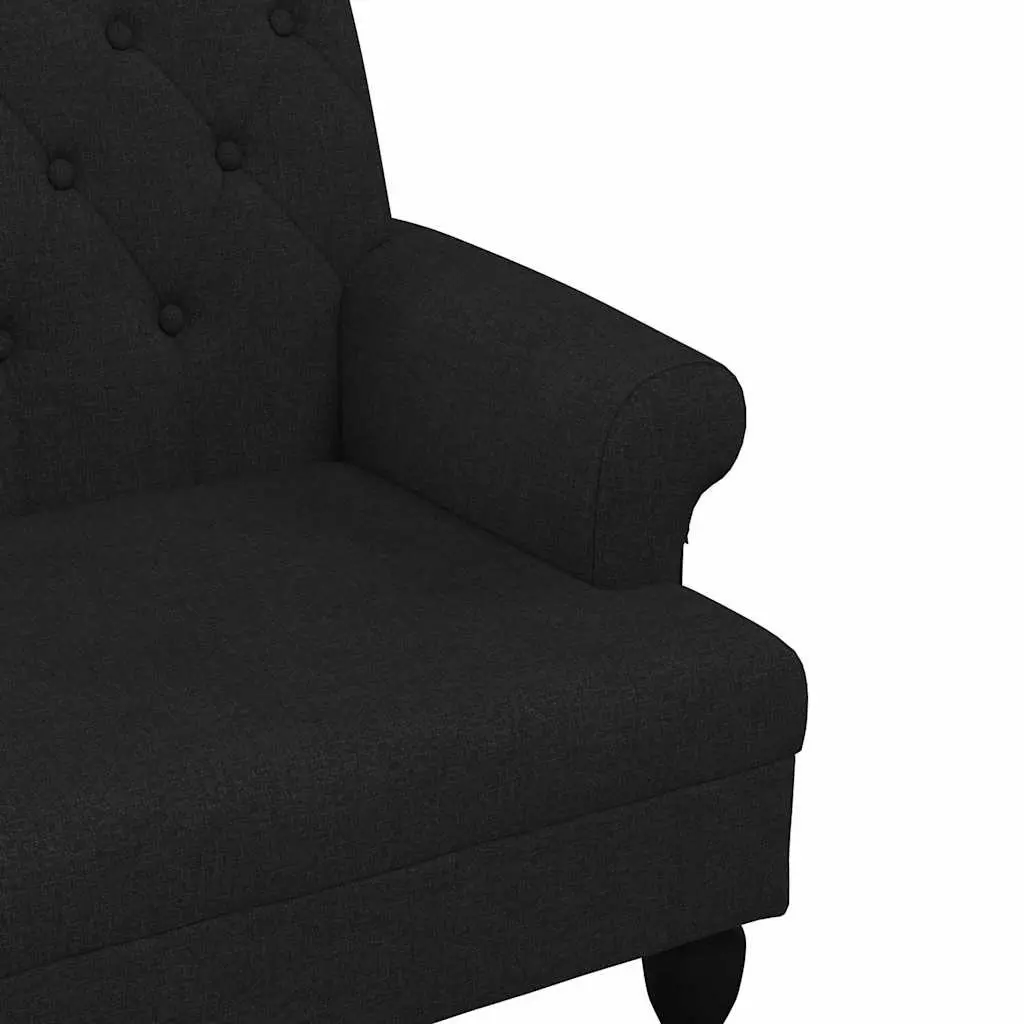 Black Fabric Bench with Tufted Backrest
