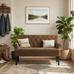 Reliable Brown Faux Suede Leather Bench for Comfort