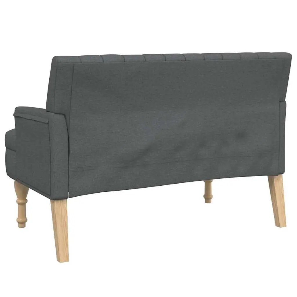 Grey Fabric Bench with Padded Seat Backrest Armrests for Home Office Use