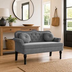 Comfortable and Elegant Grey Velvet Bench