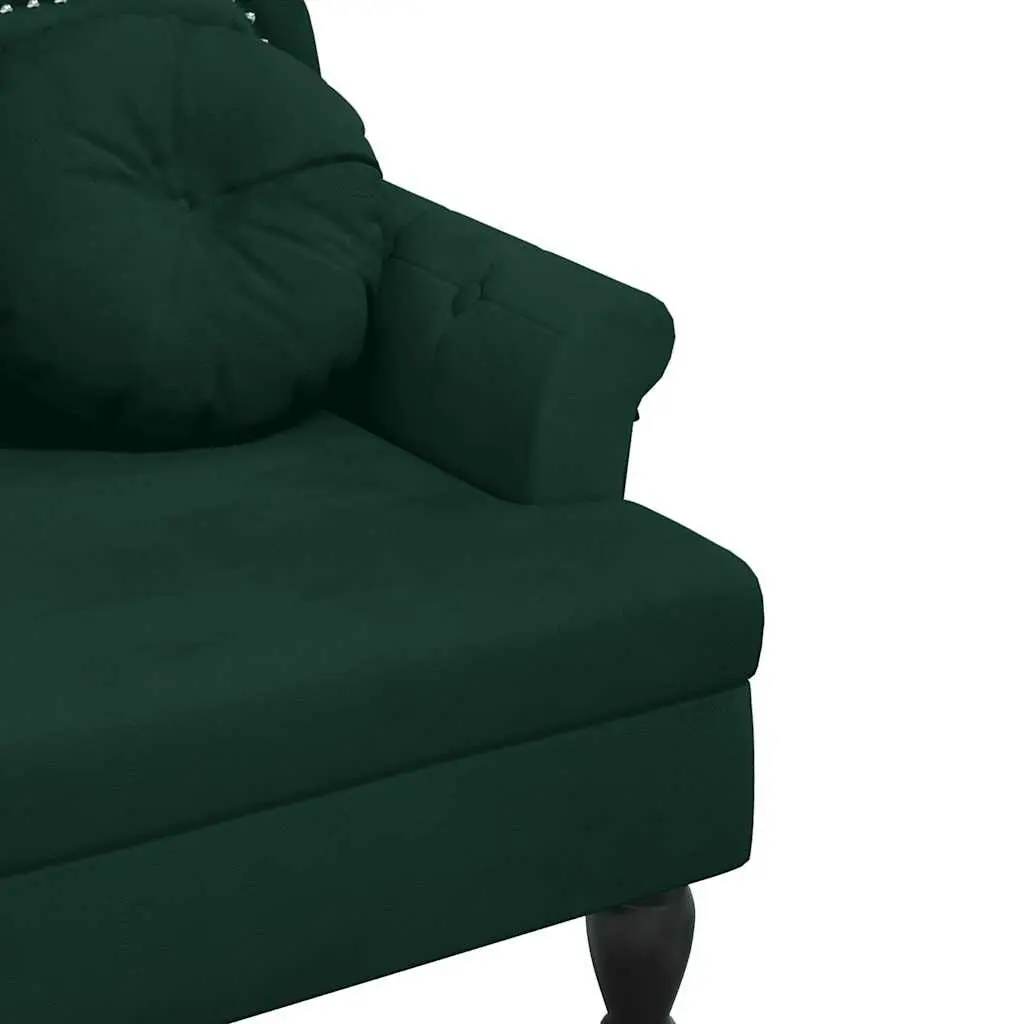 Bench Dark Green Velvet Seating Padded Backrest Armrests