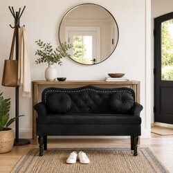 Comfortable Black Velvet Bench for Relaxation