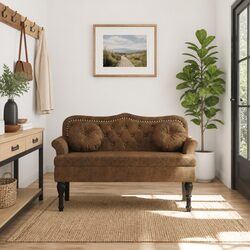 Reliable Brown Faux Suede Bench Offering Great Value