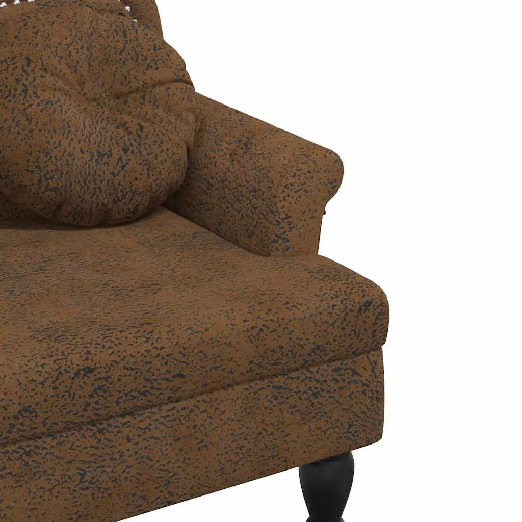 Bench Brown Faux Suede Upholstered Seat Backrest Armrests