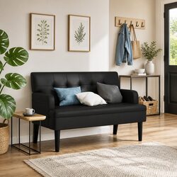 Quality Black Faux Leather Bench for Practical Use