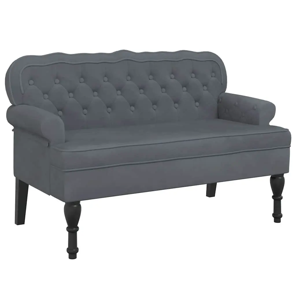 Grey Velvet Bench with Backrest for Comfort