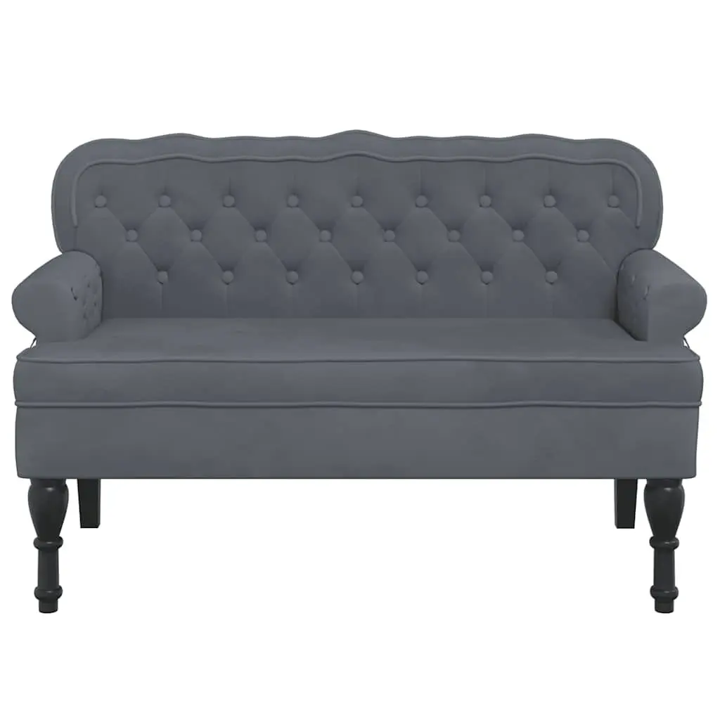 Grey Velvet Bench with Backrest for Comfort