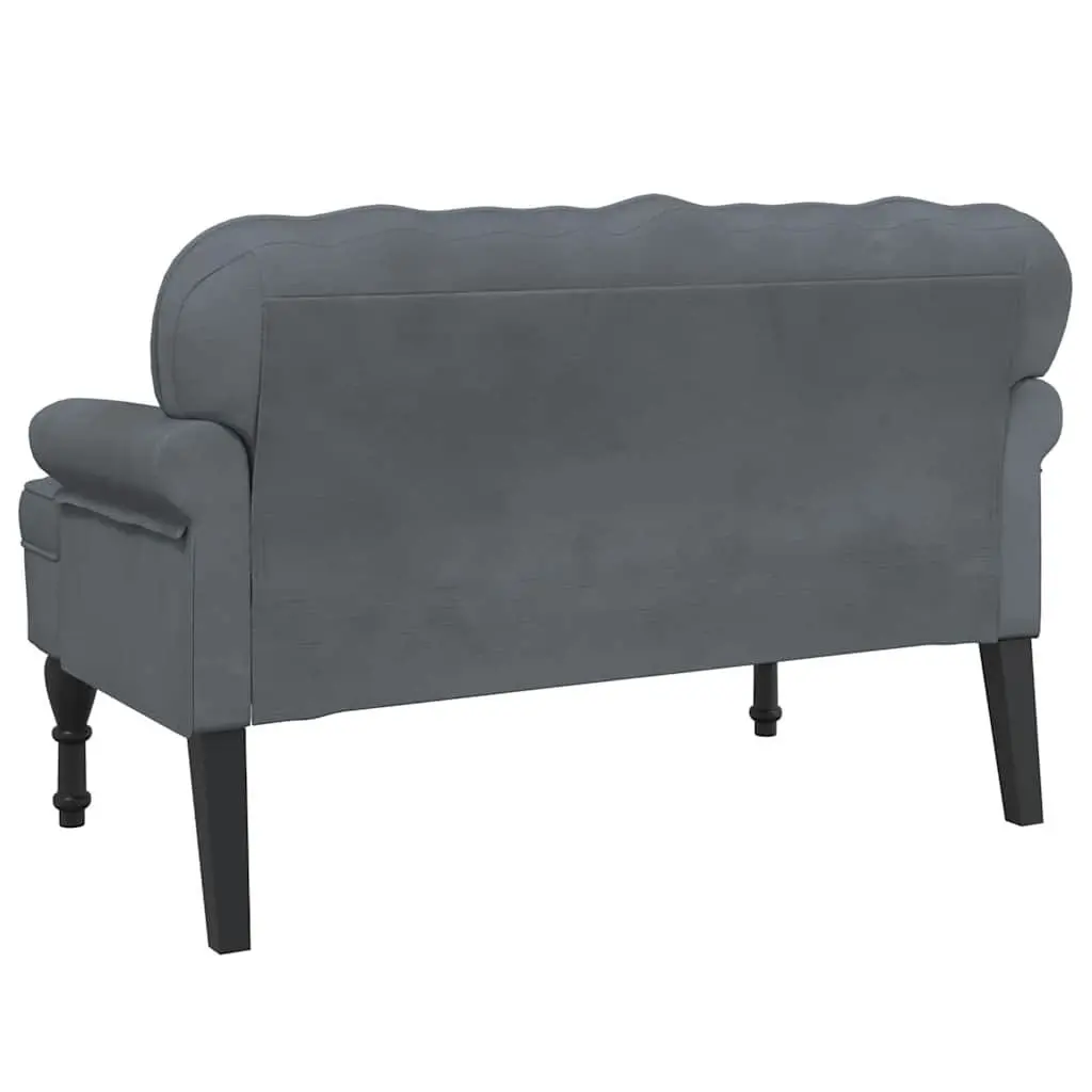 Grey Velvet Bench with Backrest for Comfort