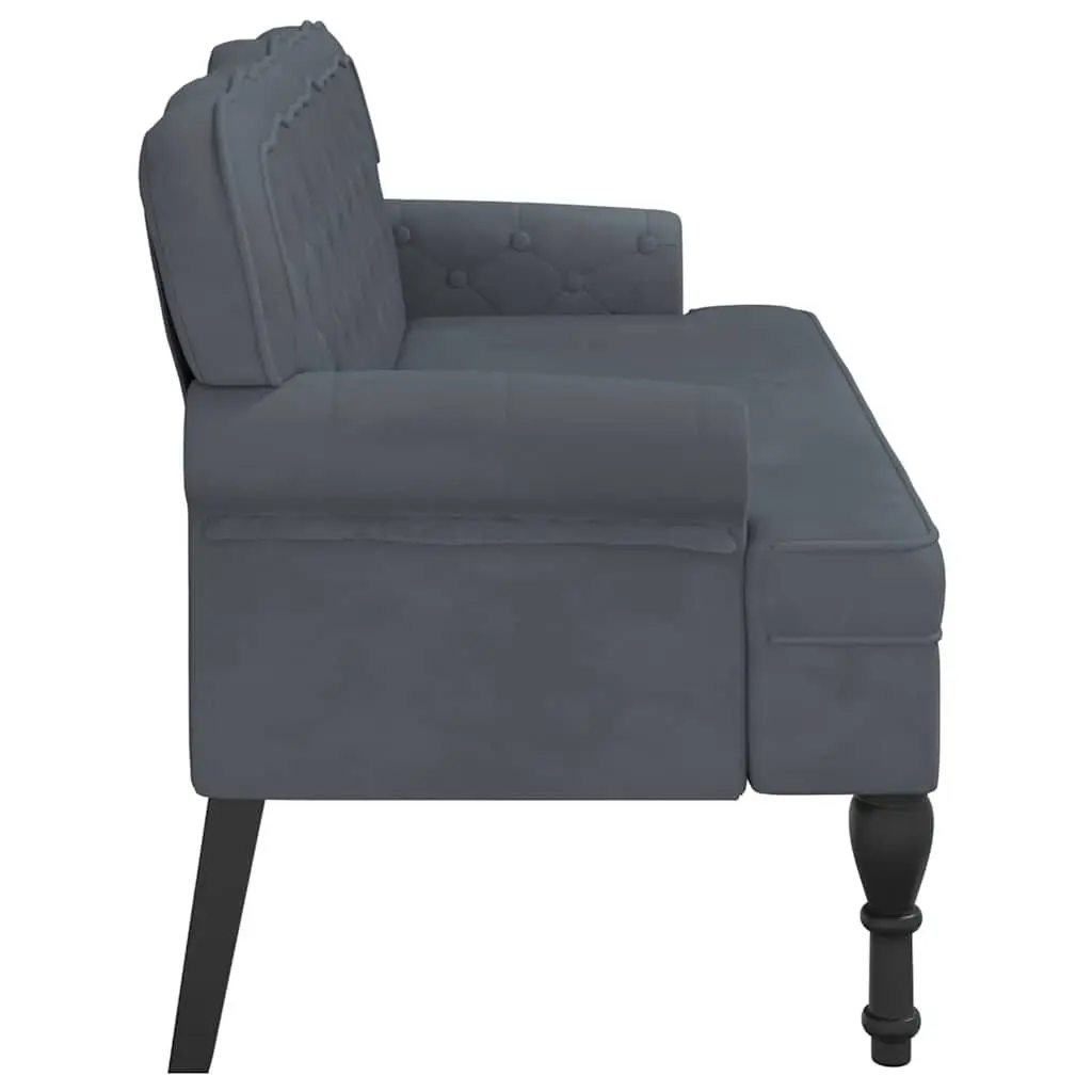 Grey Velvet Bench with Backrest for Comfort