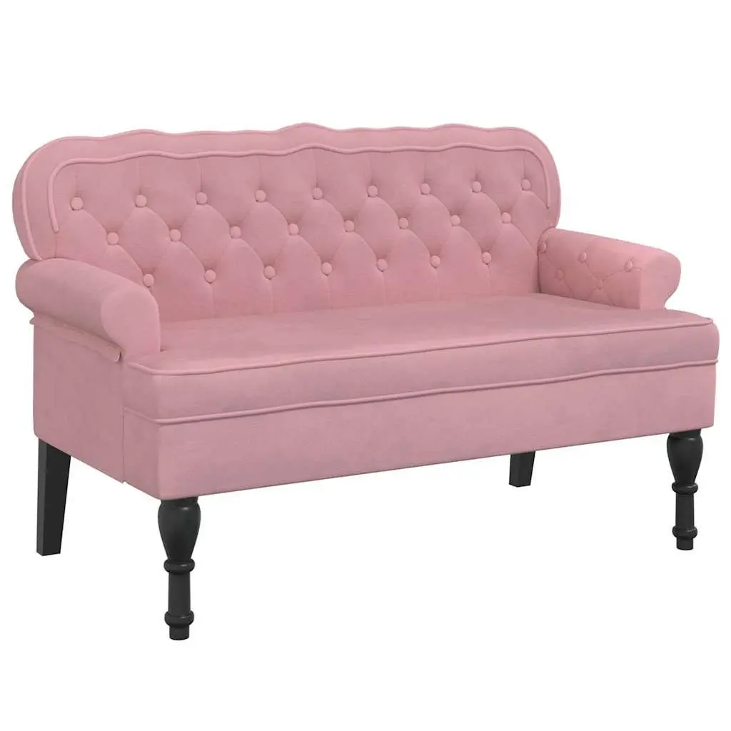 Velvet Bench with Backrest Padded Seat Pink Home Furniture 1195 x 645 x 750 mm